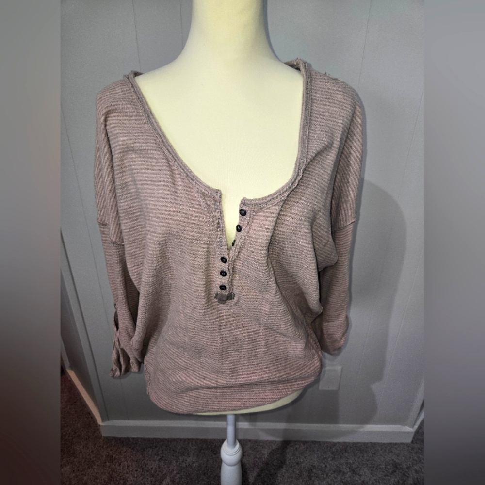 FREE PEOPLE NWOT Tan Henly shirt